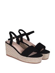 Linzi Black Illusion Rope Espadrille Platform Wedges - Image 3 of 4