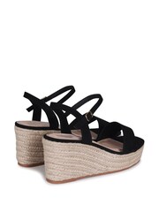 Linzi Black Illusion Rope Espadrille Platform Wedges - Image 4 of 4