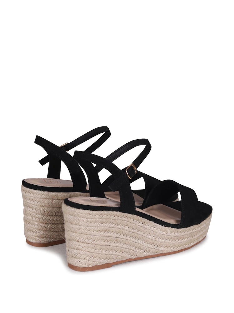 Linzi Black Illusion Rope Espadrille Platform Wedges - Image 4 of 4 Linzi Black Illusion Rope Espadrille Platform Wedges - Image 4 of 4