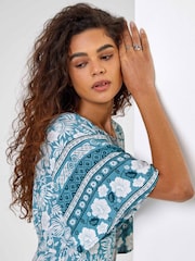 Roman Blue Floral Border Print Midi Dress - Image 5 of 5
