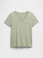 Gap Green Palm Favorite Print V-Neck Short Sleeve T-Shirt - Image 5 of 5