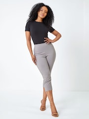 Roman Light Grey Petite Cropped Stretch Capri Trousers - Image 3 of 5