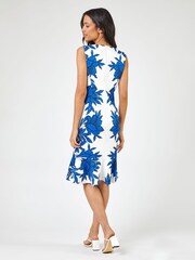Roman White Floral Border Print Frill Hem Scuba Dress - Image 2 of 5