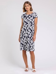Roman Blue Floral Puff Print Tea Dress - Image 3 of 4