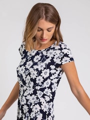 Roman Blue Floral Puff Print Tea Dress - Image 4 of 4