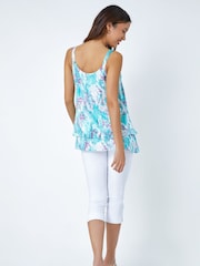 Roman Blue Animal Print Shimmer Detail Vest Top - Image 2 of 5