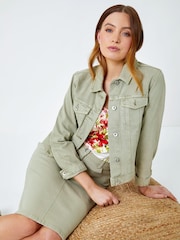 Roman Green A-Line Knee Length Denim Skirt - Image 4 of 5