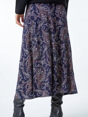 Roman Blue Paisley Print Stretch Midi Skirt - Image 2 of 5
