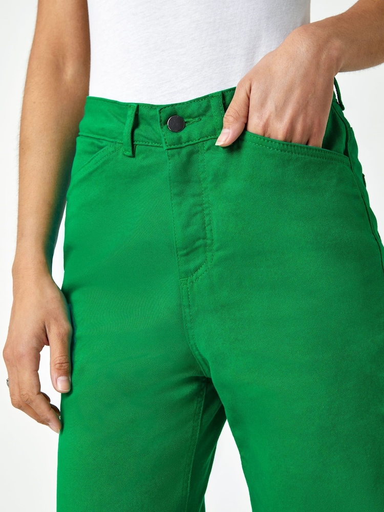 Roman Green Wide Leg Stretch Denim Culottes - Image 6 of 6