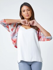 Roman Orange Ruched Hem Chiffon Jacket - Image 1 of 2