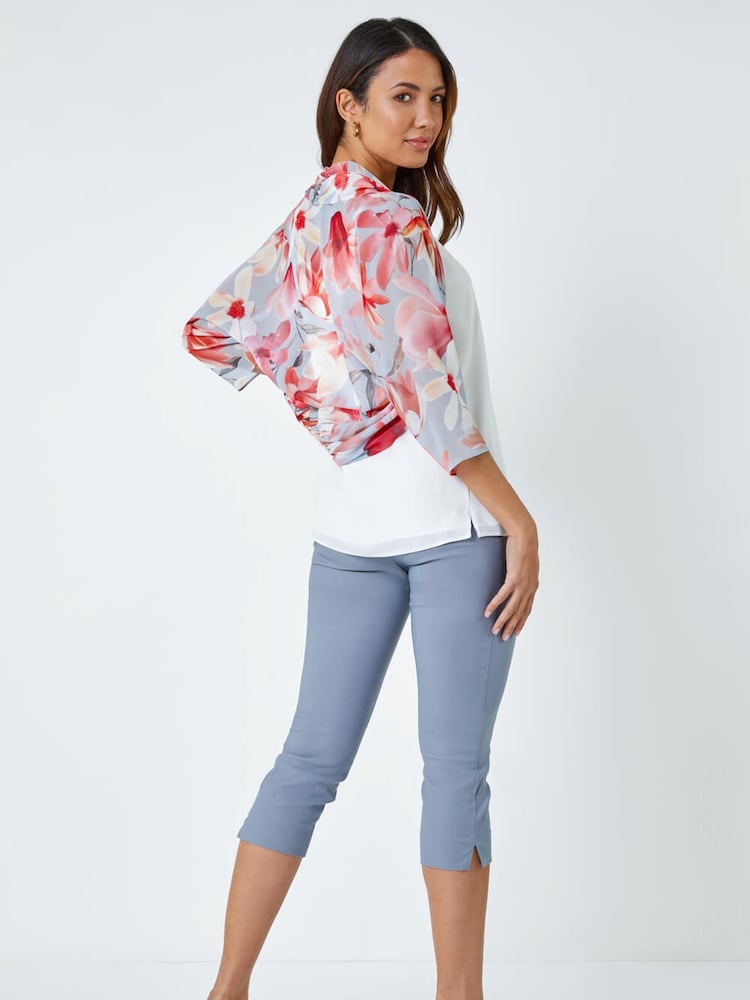 Roman Orange Ruched Hem Chiffon Jacket - Image 2 of 2
