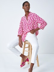 Roman Pink Geometric Print Longline Shirt - Image 4 of 5