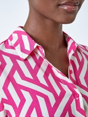 Roman Pink Geometric Print Longline Shirt - Image 5 of 5