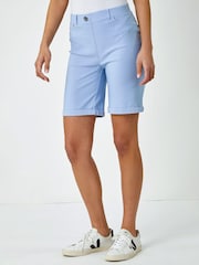 Roman Argentinan Blue Turned Hem Stretch Shorts - Image 1 of 5