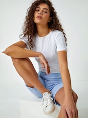 Roman Argentinan Blue Turned Hem Stretch Shorts - Image 4 of 5