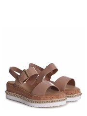 Linzi Brown Cancun Cork Flatform Wedges Sandals With Beaded Trim - Image 3 of 4