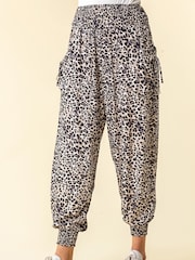Roman Black Animal Print Hareem Lounge Joggers - Image 1 of 4