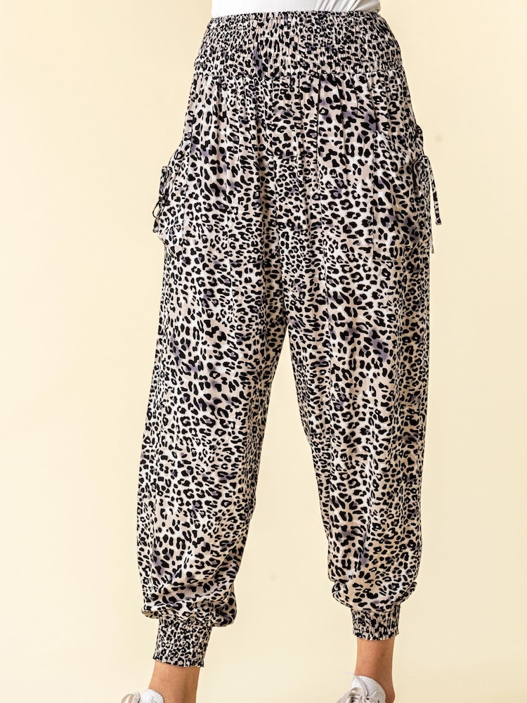 Roman Black Animal Print Hareem Lounge Joggers - Image 1 of 4
