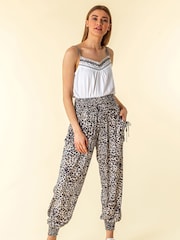 Roman Black Animal Print Hareem Lounge Joggers - Image 4 of 4