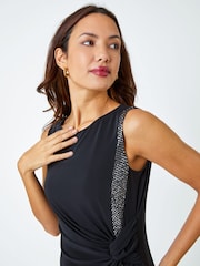 Roman Black Side Twist Sleeveless Glitter Dress - Image 4 of 5