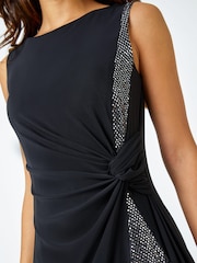 Roman Black Side Twist Sleeveless Glitter Dress - Image 5 of 5