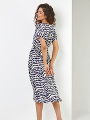 Roman Blue Abstract Print Fit & Flare Dress - Image 2 of 5