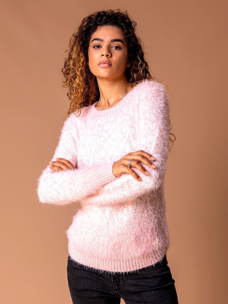 Roman Pink Mosaic Print Fluffy Jumper - Image 1 of 4