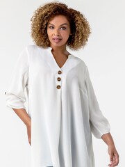 Roman White Curve Button Detail Tunic Top - Image 1 of 4