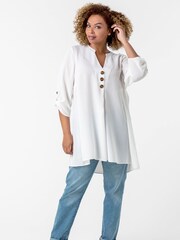 Roman White Curve Button Detail Tunic Top - Image 3 of 4