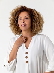 Roman White Curve Button Detail Tunic Top - Image 4 of 4