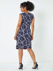 Roman Blue Petite Chain Print Side Tie Dress - Image 2 of 5