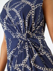 Roman Blue Petite Chain Print Side Tie Dress - Image 5 of 5