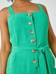 Roman Green Petite Sleeveless Belted Linen Jumpsuit - Image 5 of 5
