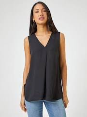 Camiseta sin mangas plisada en V romana - Imagen 1 de 4