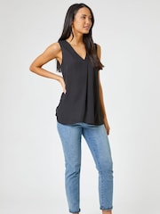 Camiseta sin mangas plisada en V romana - Imagen 3 de 4