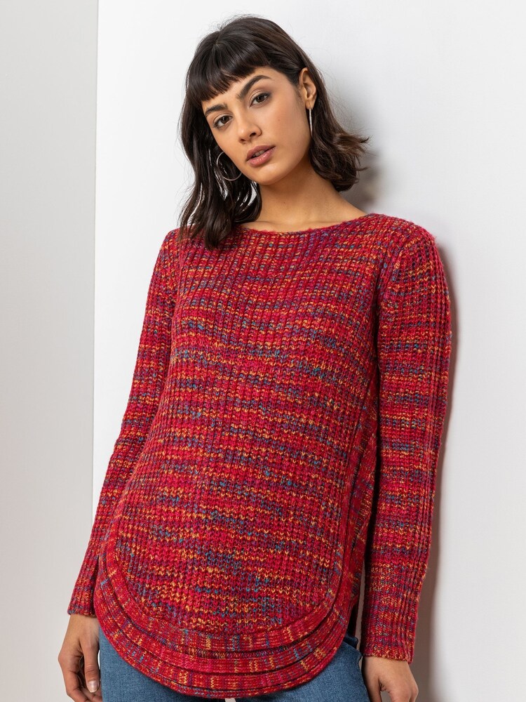 Roman Red Curved Hem Stitch Detail Jumper - Image 1 of 5