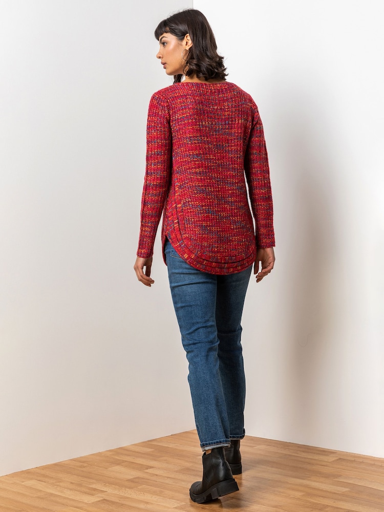 Roman Red Curved Hem Stitch Detail Jumper - Image 2 of 5
