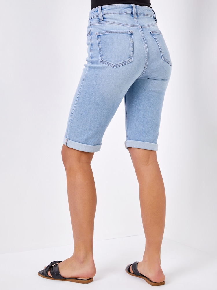 Azul oscuro - Pantalones cortos romanos esenciales hasta la rodilla - Imagen 2 de 4