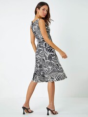 Roman Black Metallic Leaf Print Dress - Image 2 of 5