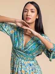 Roman Green Floral Border Print Maxi Dress - Image 4 of 4