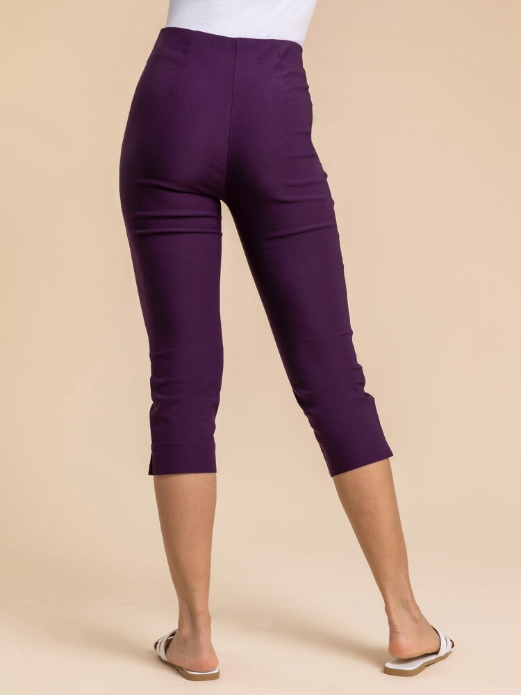 Roman Dark Purple Cropped Stretch Capri Trousers - Image 2 of 4