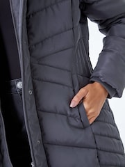 Roman Grey Hooded Chevron Quilted Coat - Image 5 of 5