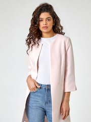 Roman Pink Textured Longline Jacket - Image 1 of 5