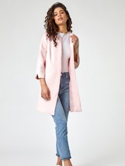 Roman Pink Textured Longline Jacket - Image 3 of 5
