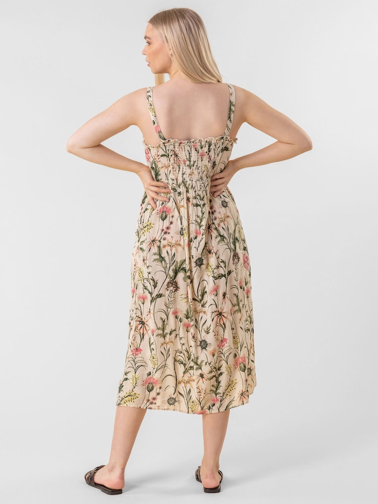 Roman Black Floral Print Button Down Sun Dress - Image 2 of 4