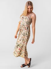 Roman Black Floral Print Button Down Sun Dress - Image 3 of 4