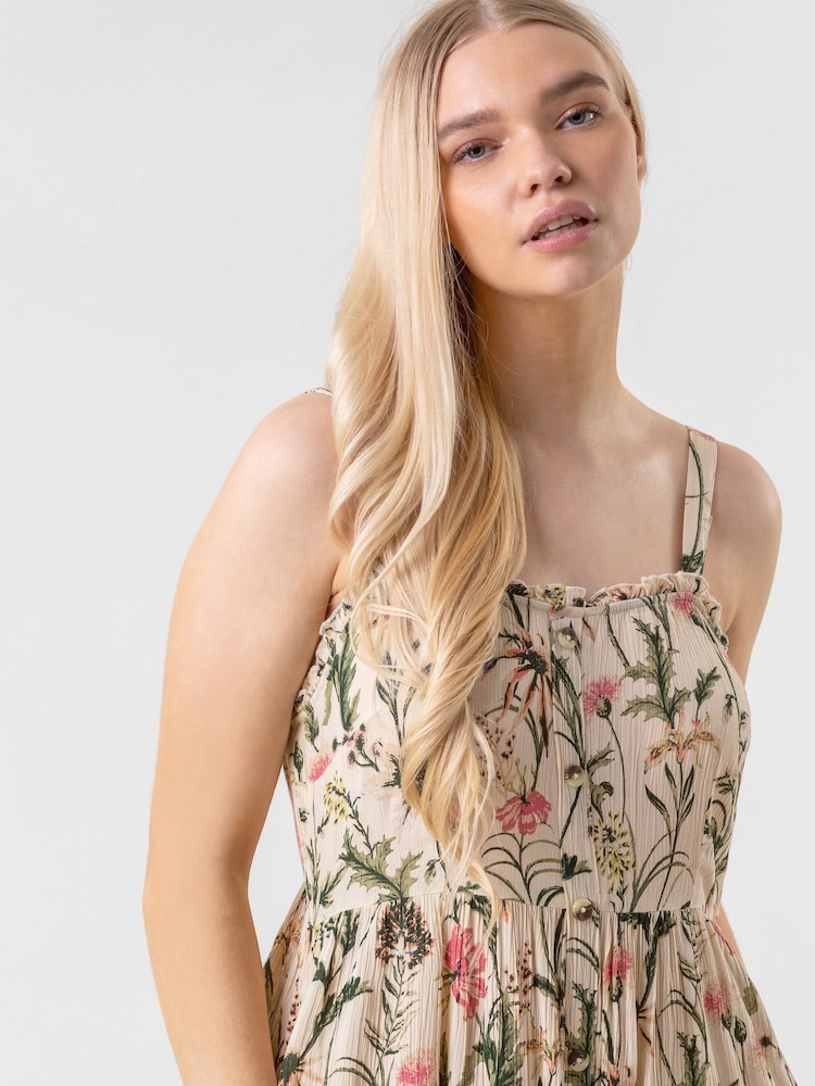 Roman Black Floral Print Button Down Sun Dress - Image 4 of 4 Roman Black Floral Print Button Down Sun Dress - Image 4 of 4