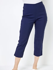 Roman Navy Blue Petite Cropped Stretch Capri Trousers - Image 1 of 4
