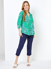Roman Navy Blue Petite Cropped Stretch Capri Trousers - Image 3 of 4