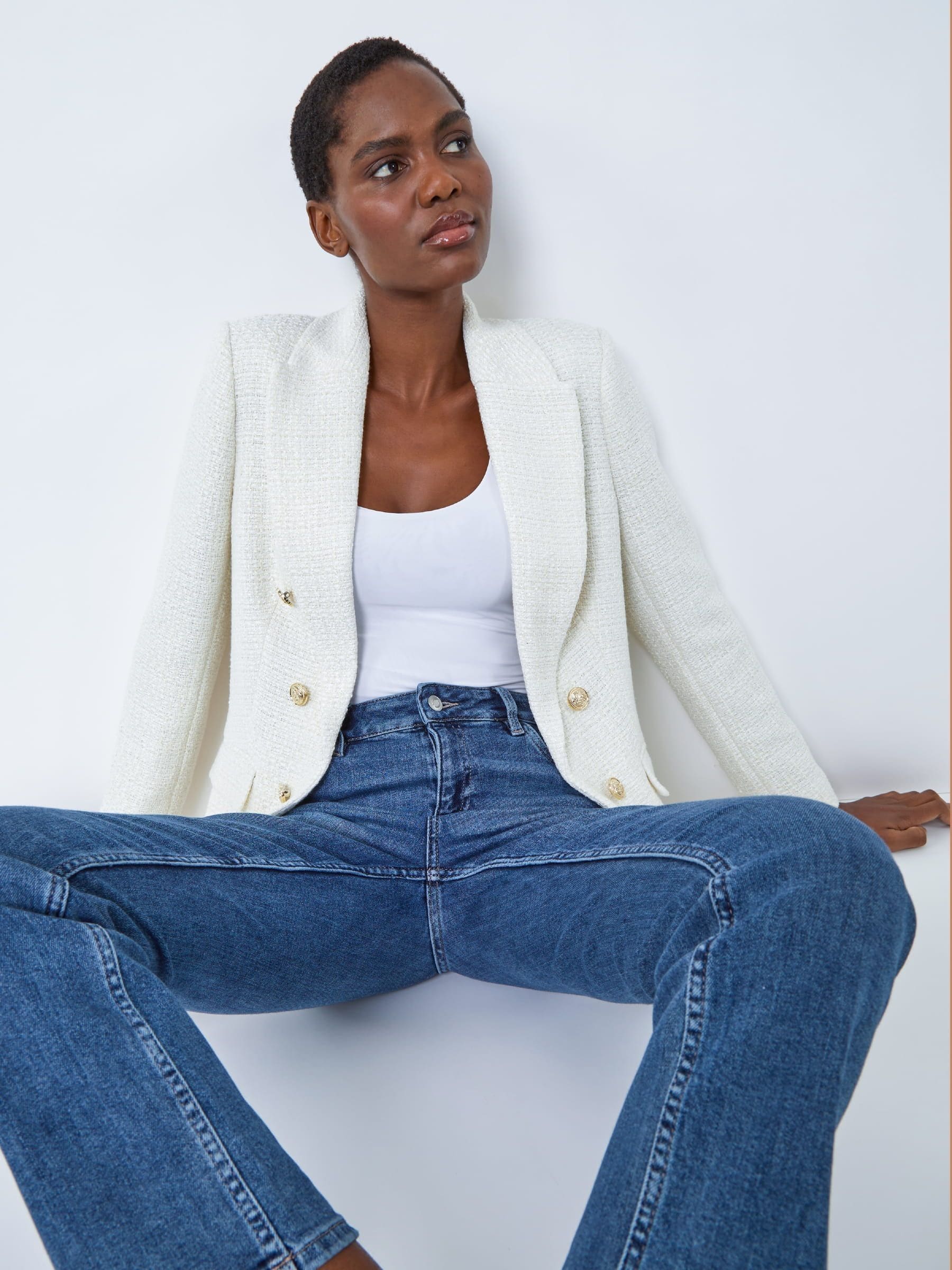 Buy Roman White Longline Boucle Tailored Blazer from Next USA